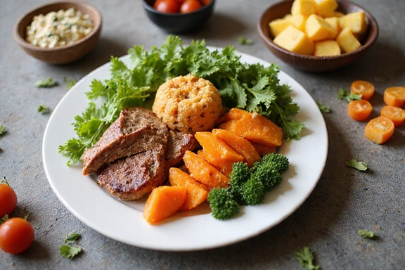 A balanced plate with healthy, vibrant food, representing holistic nutrition